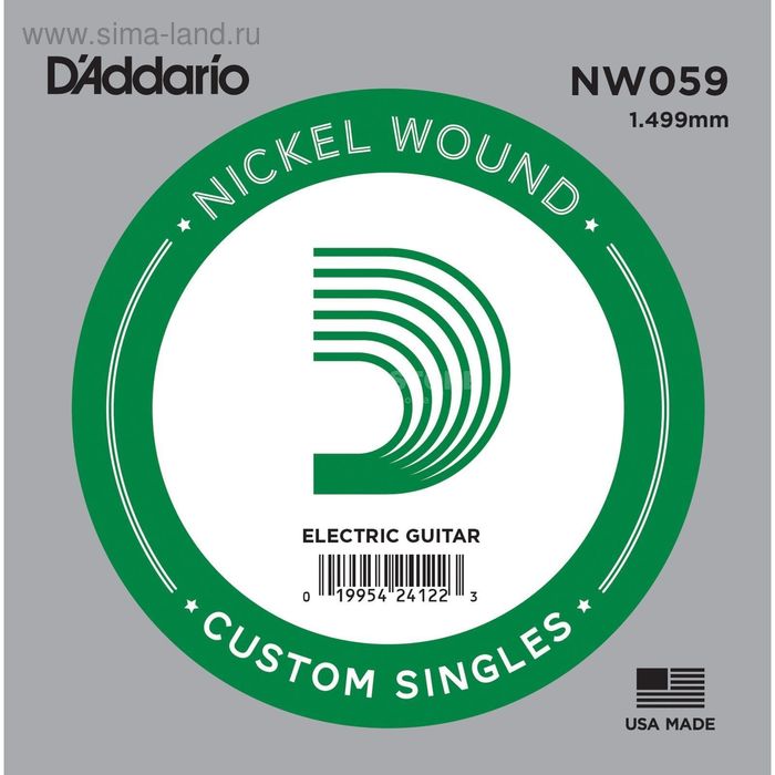 фото Отдельная струна d'addario nw059 nickel wound для электрогитары, .059, d`addario