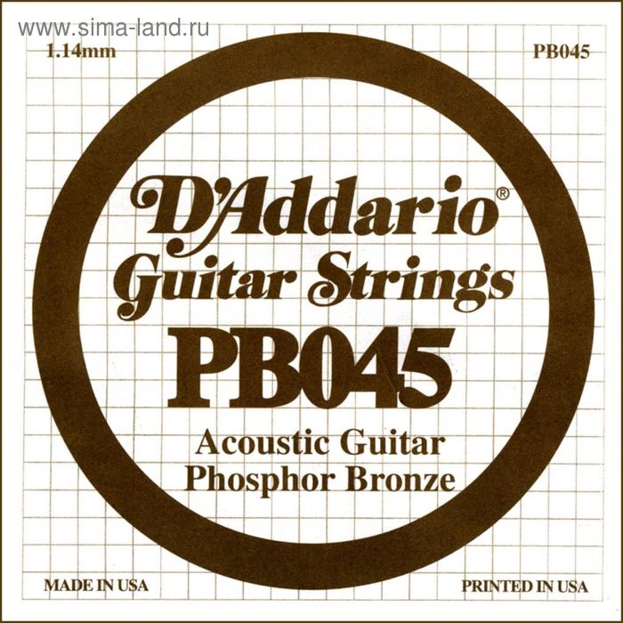 фото Отдельная струна d'addario pb045 phosphor bronze для акустической гитары d`addario