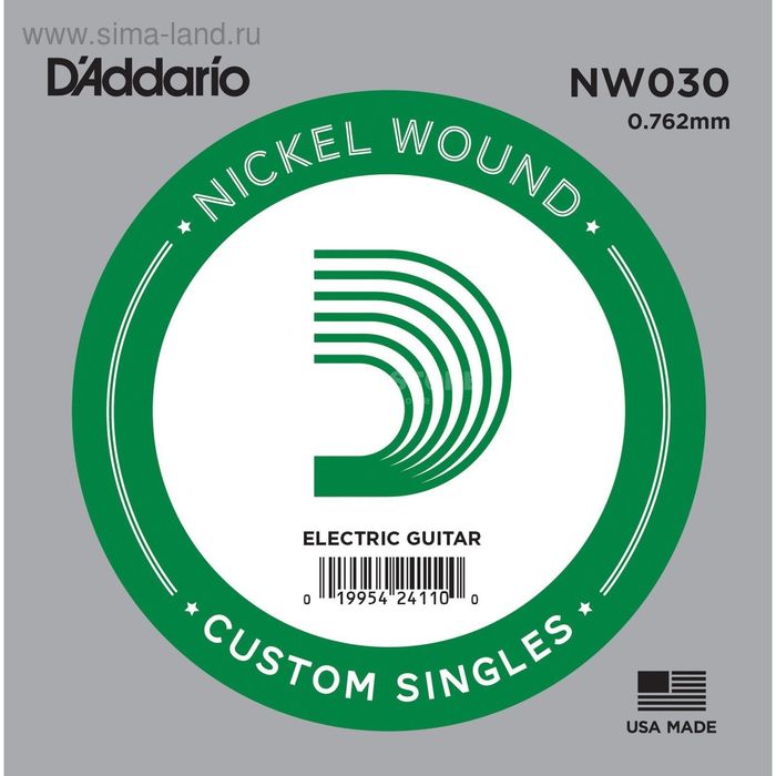 фото Отдельная струна d'addario nw030 nickel wound для электрогитары, .030, d`addario