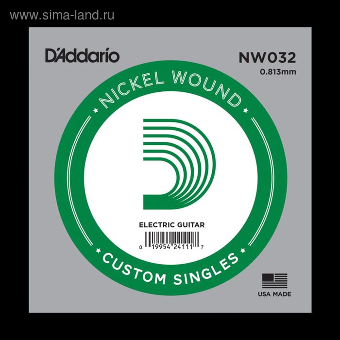 фото Отдельная струна d'addario nw032 nickel wound для электрогитары, .032, d`addario