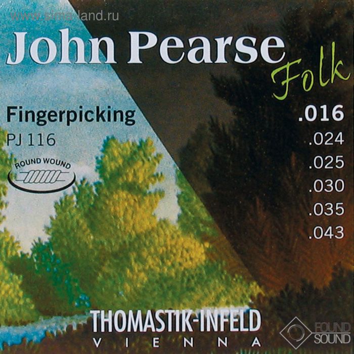 Струны для акустической гитары Thomastik PJ116 John Pearse нейлон, 016-043, thomastik pj116 john pearse комплект струн для акустической гитары нейлон 016 043