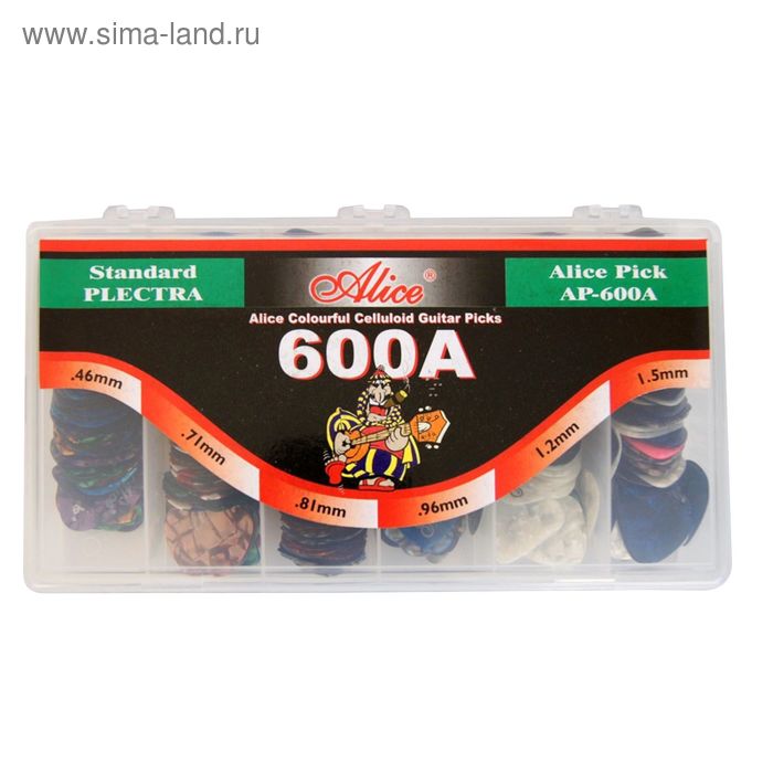

Коробка медиаторов Alice AP-600A 600шт, 6 толщин