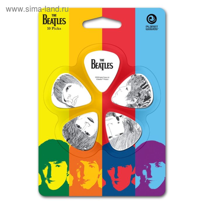 planet waves beatles revolver 1cwh2 10b1 белый черный 10 Медиаторы Planet Waves 1CWH6-10B1 Beatles Revolver 10шт, толстые