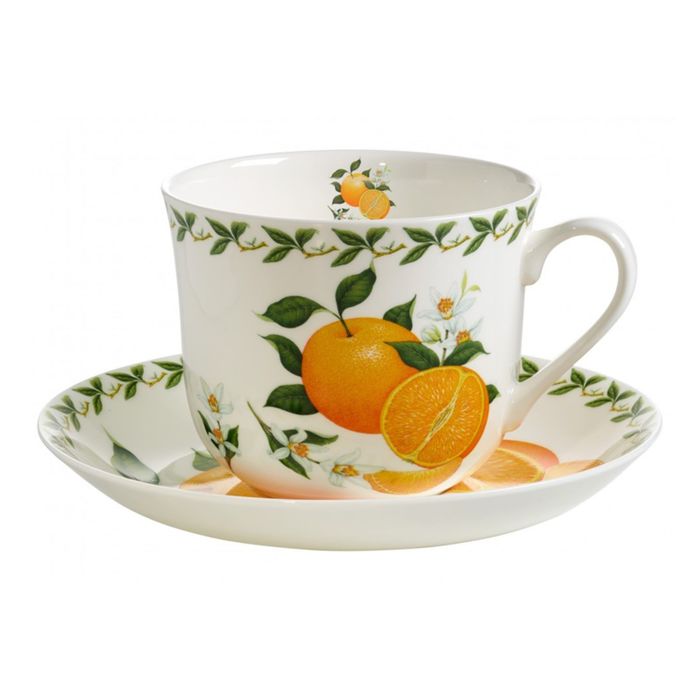 Чашка с блюдцем "Апельсин", в подарочной упаковке