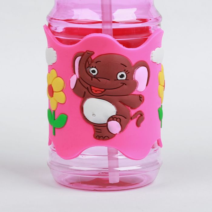 Поильник детский с трубочкой «Слоник», 380 мл, от 9 мес., цвет розовый