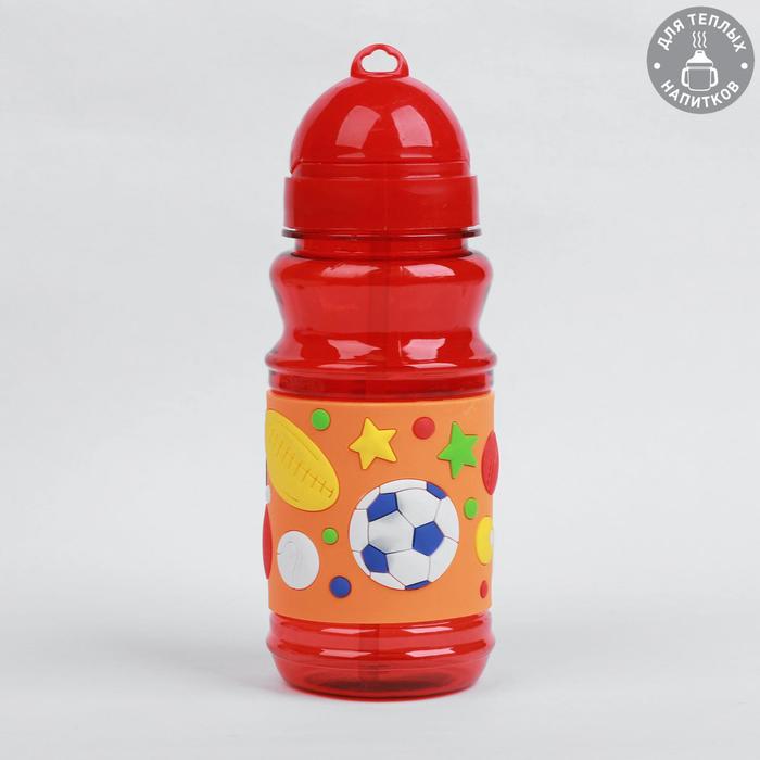 Поильник детский с трубочкой «Футбол», 380 мл, от 9 мес., цвет оранжевый