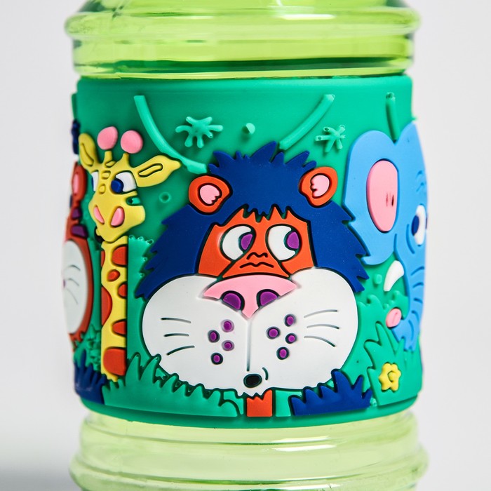 Поильник детский с трубочкой «Лев», 380 мл, от 9 мес., цвет зелёный