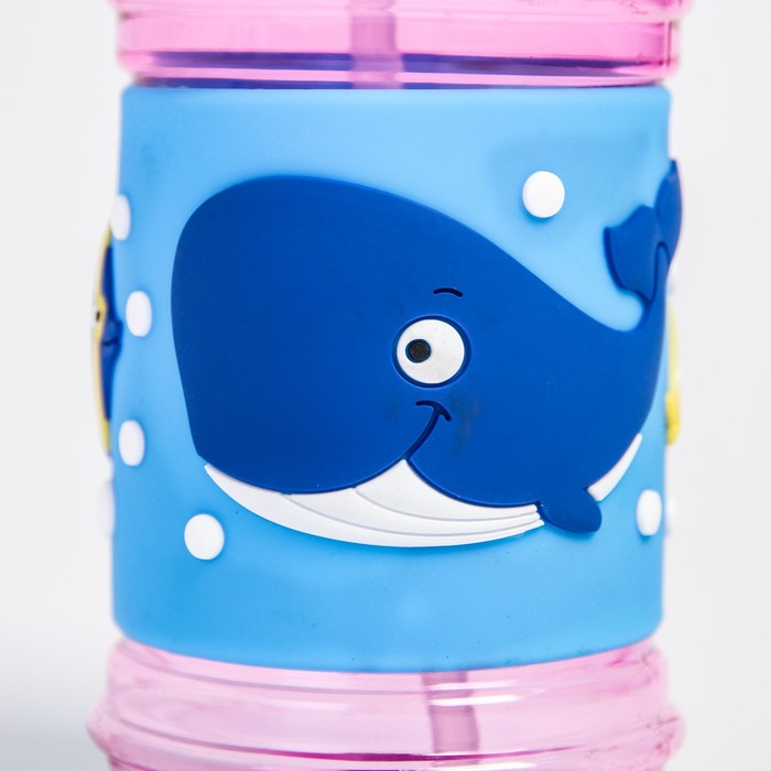 Поильник детский с трубочкой «Кит», 380 мл, от 9 мес., цвет синий