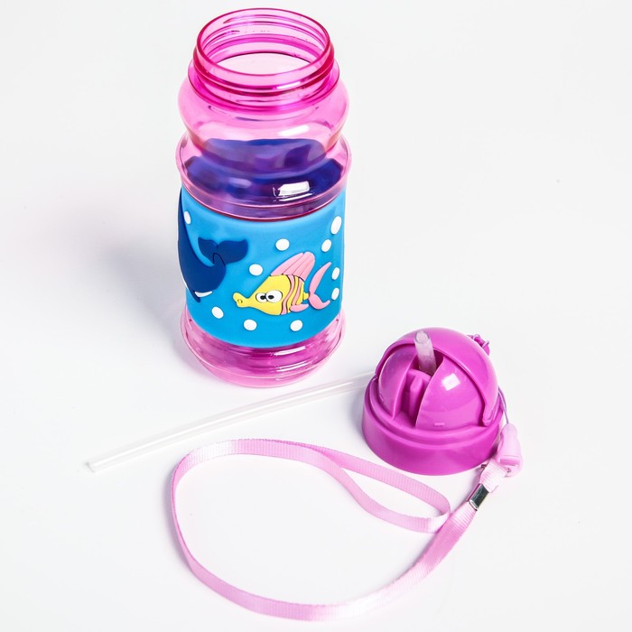 Поильник детский с трубочкой «Кит», 380 мл, от 9 мес., цвет синий