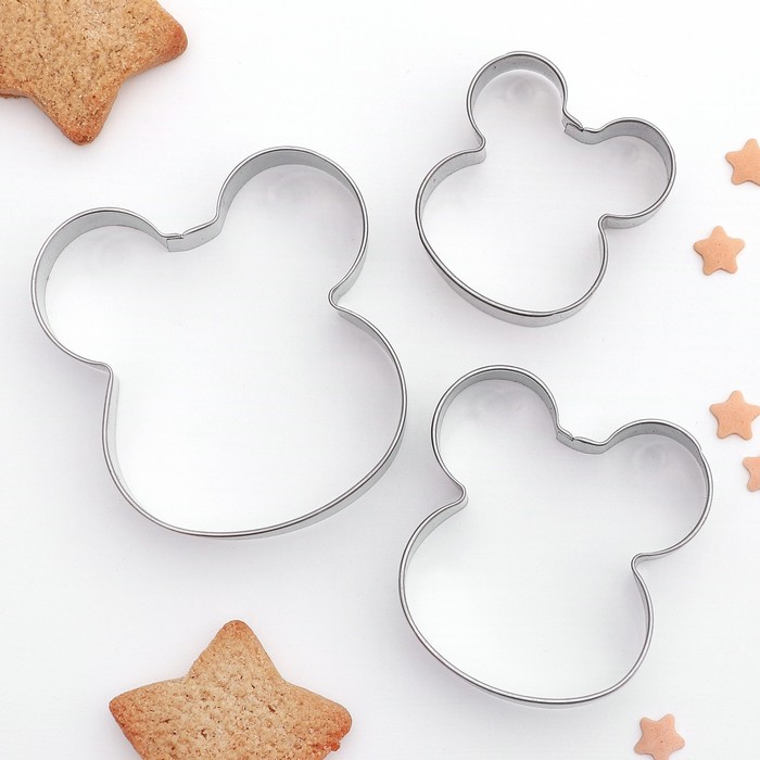 Набор форм для вырезания печенья 3 шт "Ушки" 6,3х6,5х1,5 см