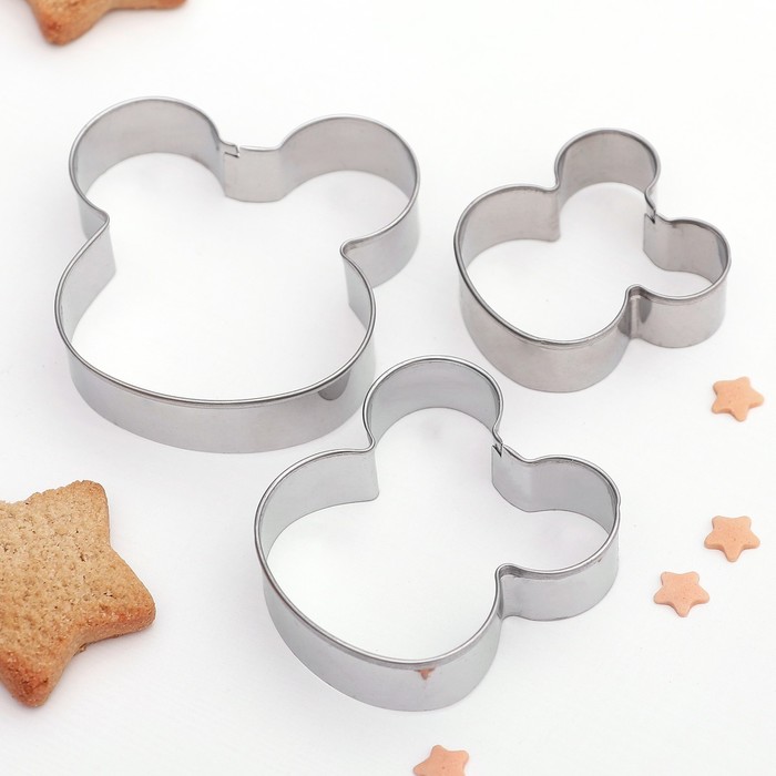 Набор форм для вырезания печенья 3 шт "Ушки" 6,3х6,5х1,5 см