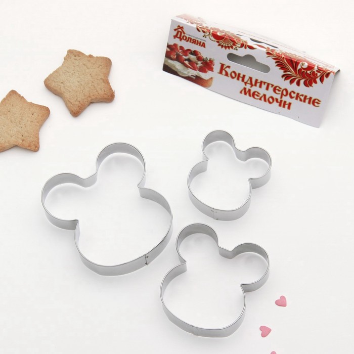 Набор форм для вырезания печенья 3 шт "Ушки" 6,3х6,5х1,5 см