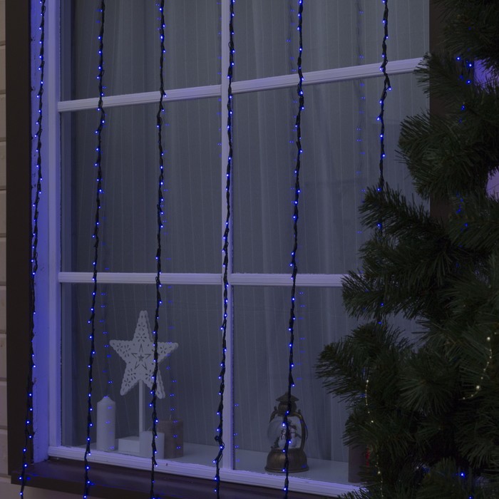 Гирлянда "Дождь" улич. Ш:2 м, В:3 м, Н.Т. LED-800-220V, контр. 8 р, СИНИЙ УЦЕНКА
