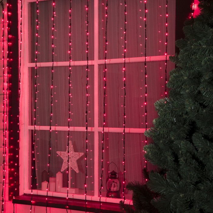 Гирлянда "Дождь" улич. Ш:2 м, В:6 м, Н.Т. LED-1500-220V, контр. 8 р, КРАСНЫЙ УЦЕНКА