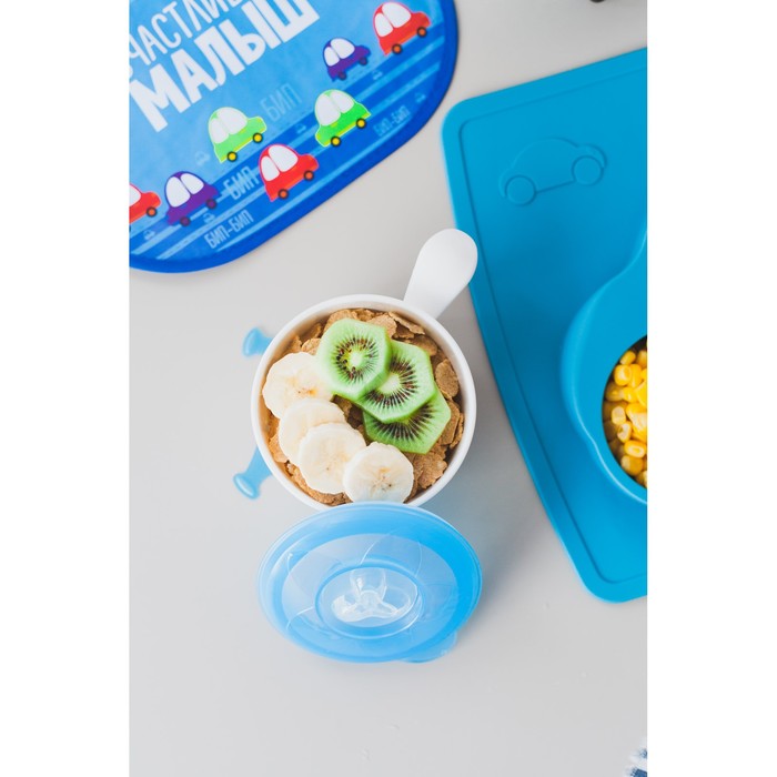 Миска на присоске 200 мл, глубокая, с герметичной крышкой, от 5 мес., цвета МИКС