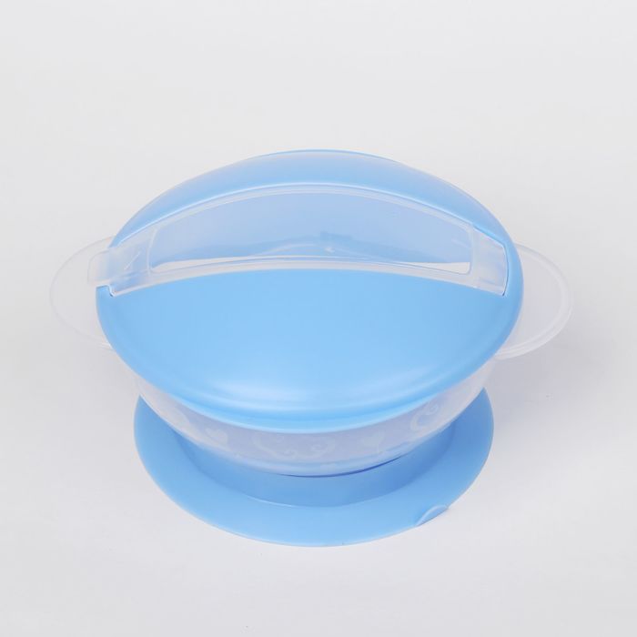 Набор детской посуды, 3 предмета: миска на присоске 250 мл, крышка, ложка, от 5 мес., цвета МИКС