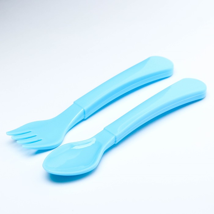 Набор столовых приборов для кормления, 2 предмета: ложка, вилка, от 5 мес., цвета МИКС