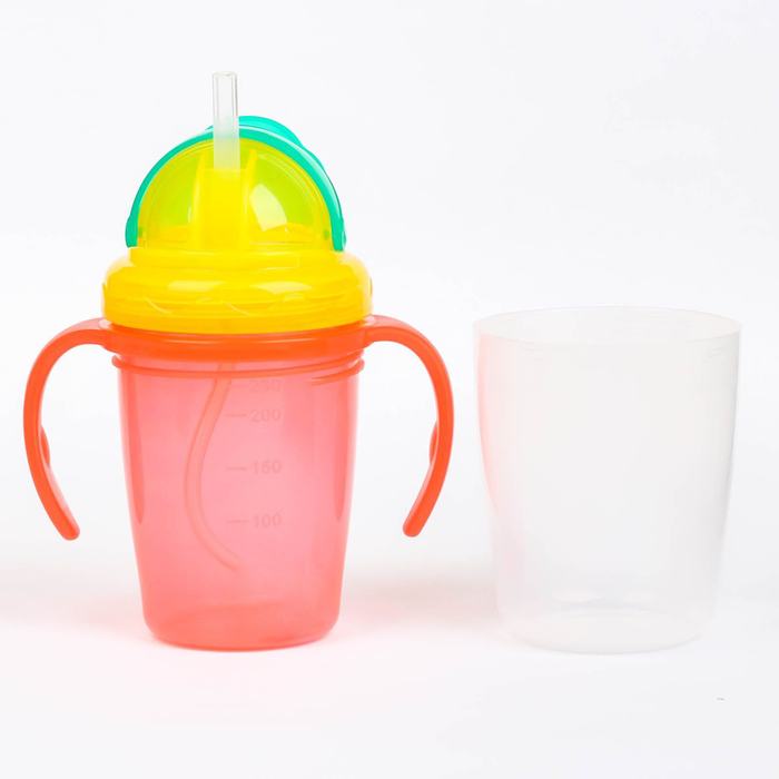 Поильник-стакан 2 в 1 с трубочкой, 230 мл, от 9 мес., цвета МИКС