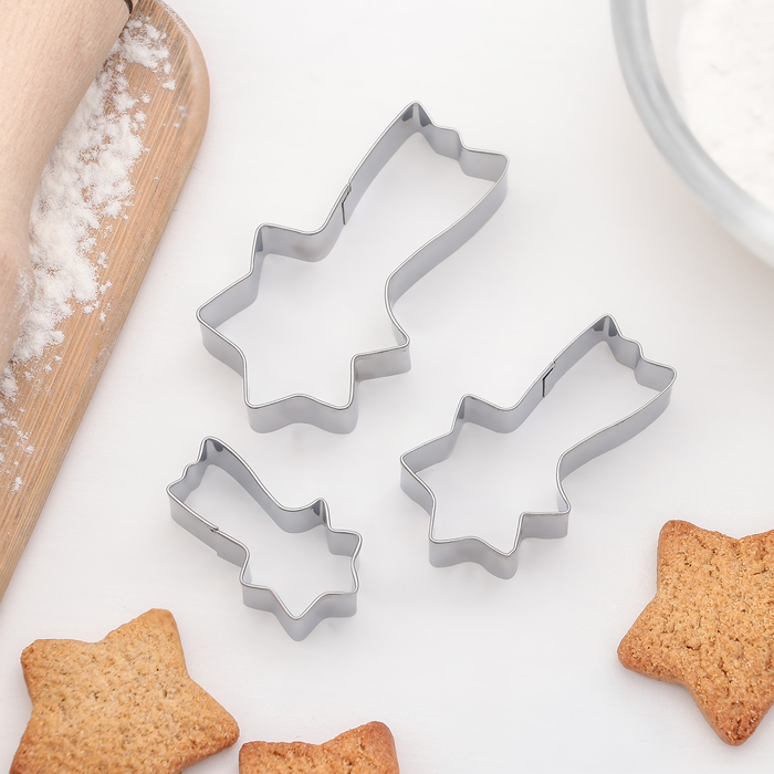 Набор форм для вырезания печенья 6,5х5,5х1,5 см "Звездопад", 3 шт