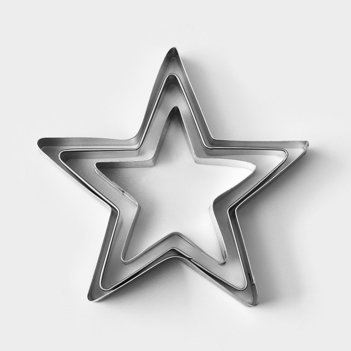 Набор форм для вырезания печенья Доляна «Остроконечная звезда», 3 шт, 6,5×5,5×1,5 см