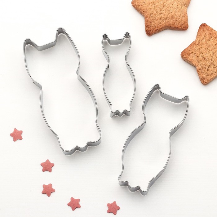 Набор форм для вырезания печенья 3 шт "Котик" 8х3,5х1,5 см