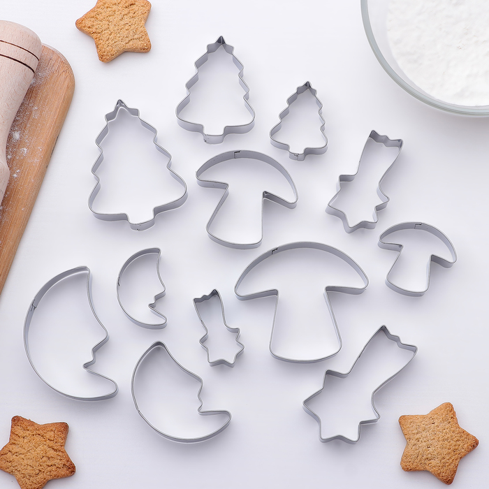Набор форм для вырезания печенья 12 шт "Природа" 7х1,5 см