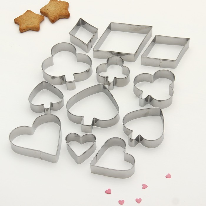 Набор форм для вырезания печенья 12 шт "Масть" 7х1,5 см