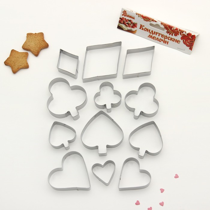 Набор форм для вырезания печенья 12 шт "Масть" 7х1,5 см