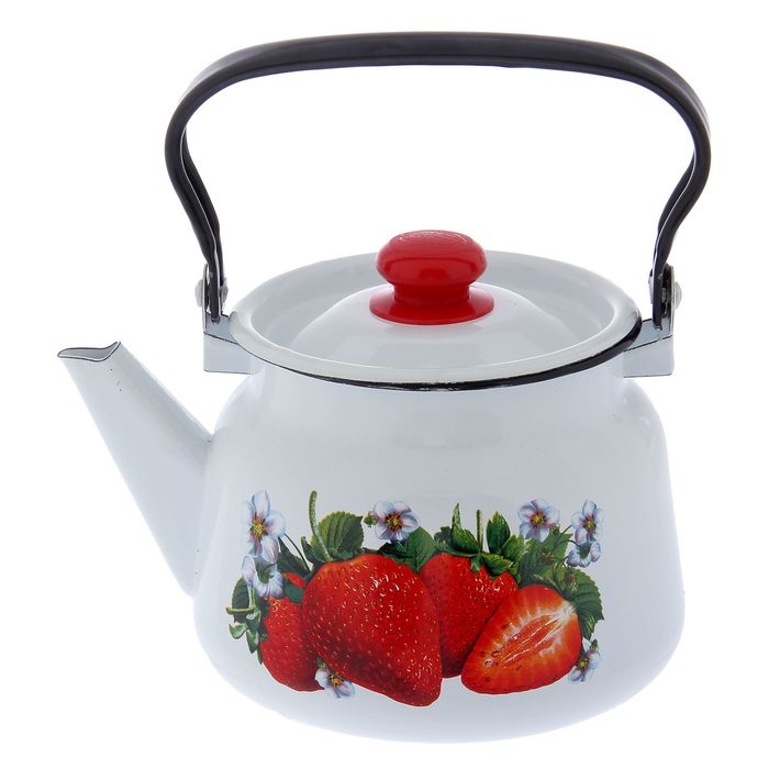 Чайник 2,3 л "Клубника садовая", цвет белый
