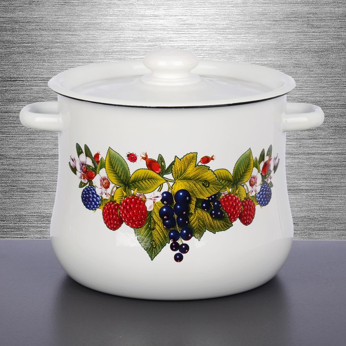 Кастрюля грушевидная 5,5 л, с декором, кнопка МИКС