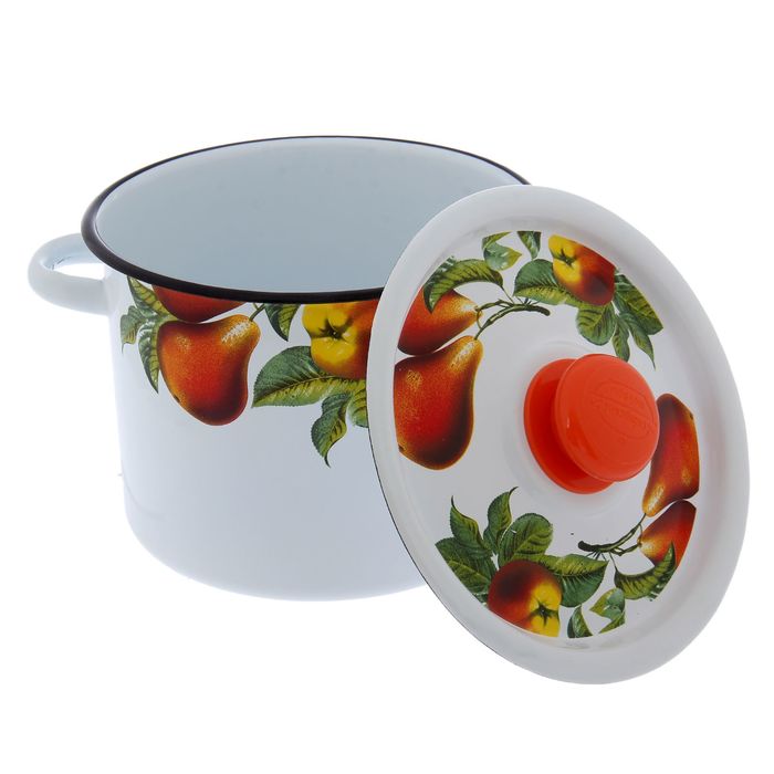 Набор кастрюль "Дары лета", 3 предмета: 3,5 л, 5,5 л, 8 л, цвет белый