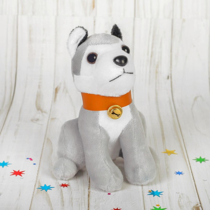 Мягкая игрушка-присоска "Пёсик серый" с бубенчиком