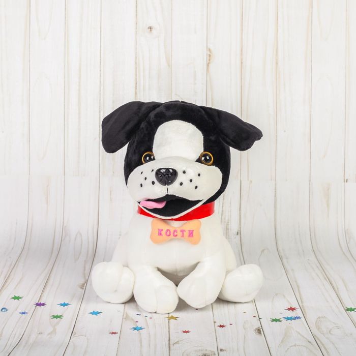 Мягкая игрушка "Собачка" с язычком, в ошейнике