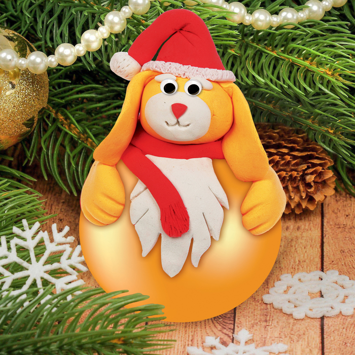 Новогодний шар с массой для лепки "Собачка"