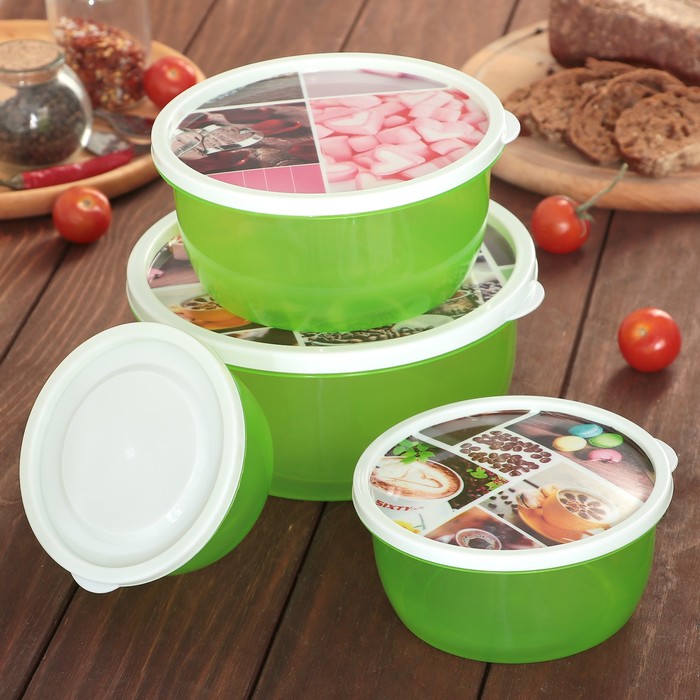 Набор ланч-боксов "Макаруны", 4 шт: 350 мл, 600 мл, 1,1 л, 1,8 л