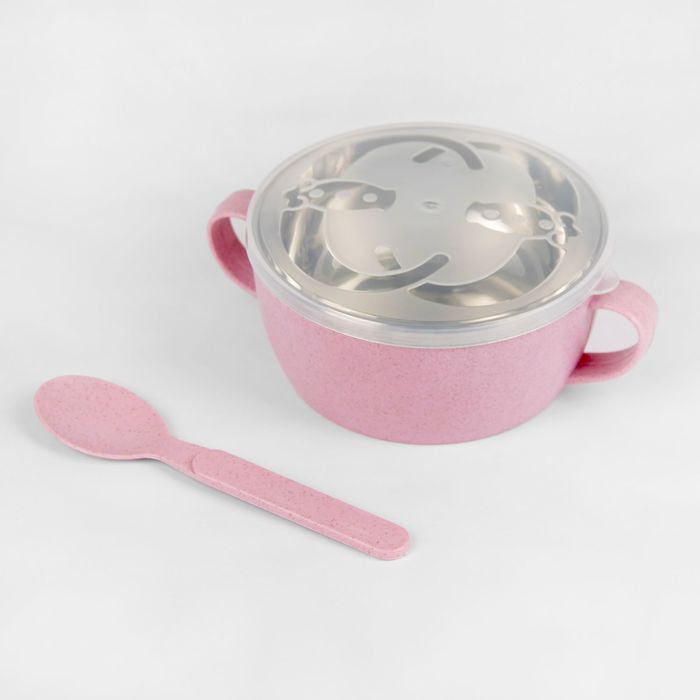 Набор детской посуды, 3 предмета: миска 250 мл, крышка, ложка, цвета МИКС