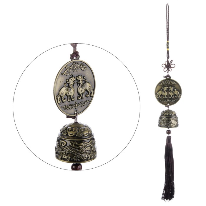 Колокольчик металл "Драконы на монете" 34х5,5х5,5 см