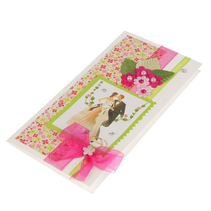 Открытка "Свадебная" молодожёны, ручная работа