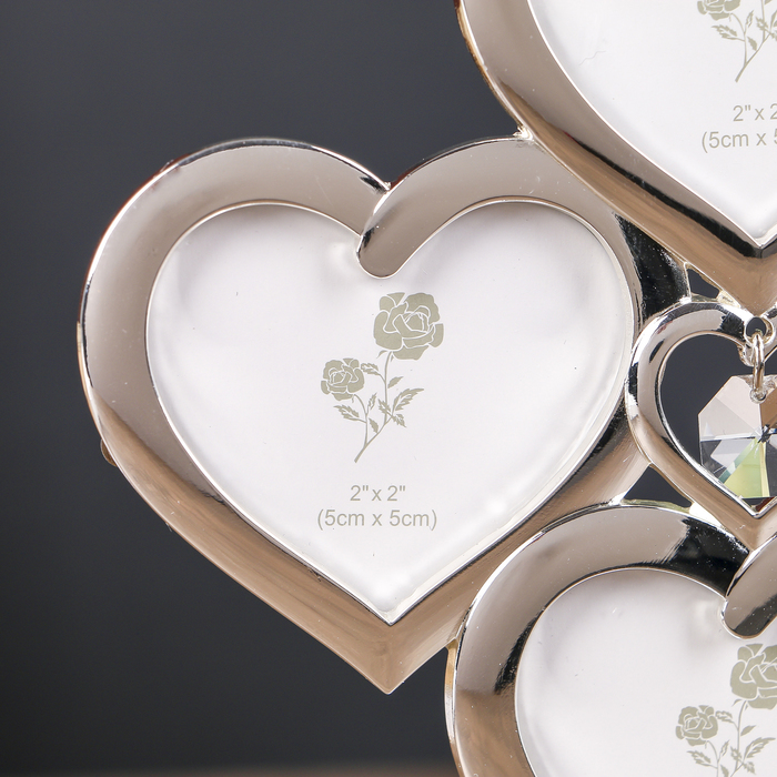 Фоторамка металл на 4 фото 5,9х5,2 см "Сердечность" серебро 20,5х7х15,5 см