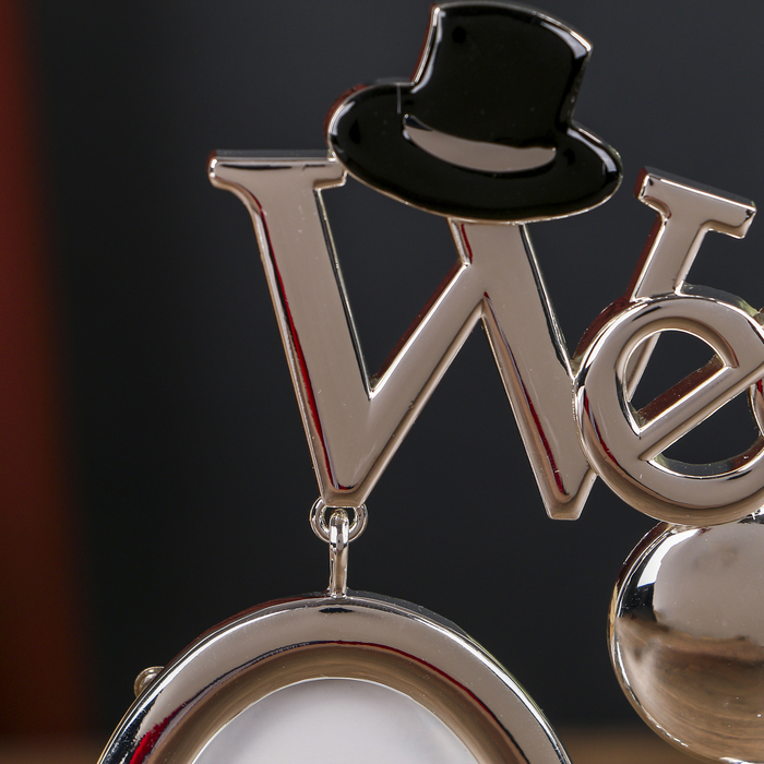 Фоторамка металл на 2 фото 5х7,6 см "Свадебный день" серебро 22,5х7,3х21 см