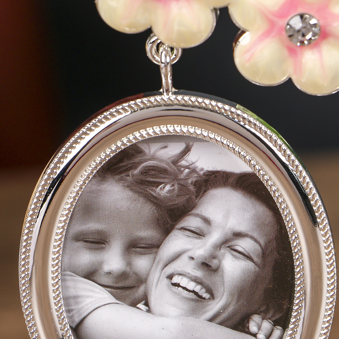 Фоторамка металл на 2 фото 7,7х5,4 см "Шарики-цветочки. Мама" серебро 20,5х4,5х18 см