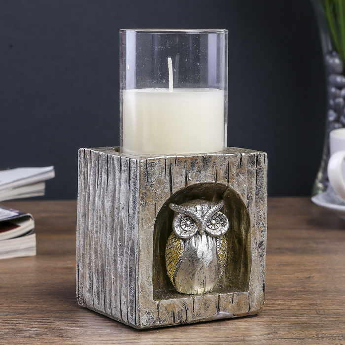 Подсвечник полистоун 1 свеча "Филин" 14,5х7х7 см