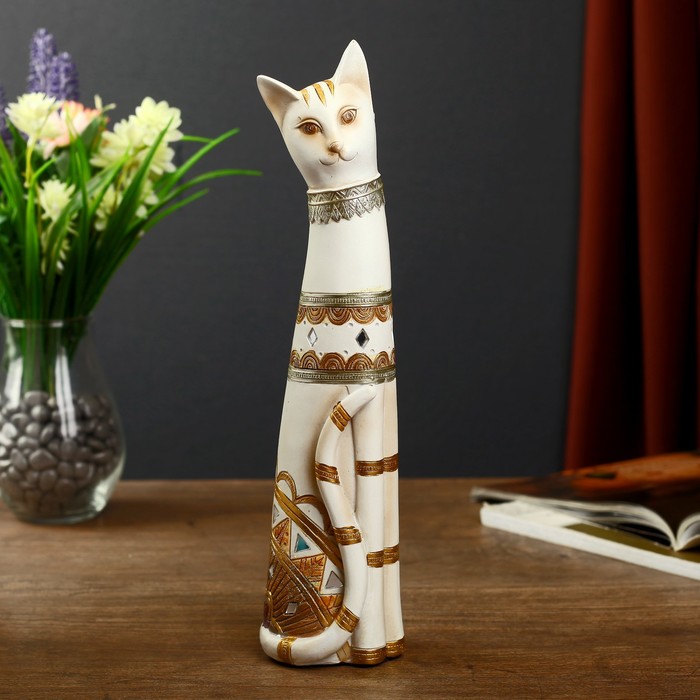 Сувенир полистоун зеркальные вставки "Кошечка с золотыми узорами" 31,5х7,5х7 см