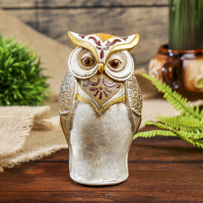 Сувенир полистоун "Филин расписной перламутровый" 14х8х7 см