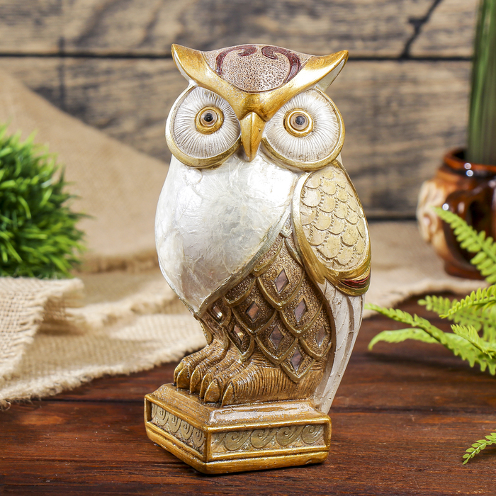 Сувенир полистоун "Филин расписной перламутровый" 18х9,5х9 см