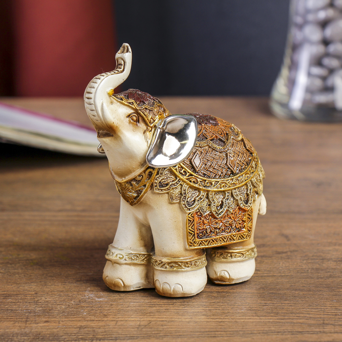 Сувенир полистоун "Слонёнок в ажурной попоне с зеркальными вставками" 11,5х9,5х5,5 см