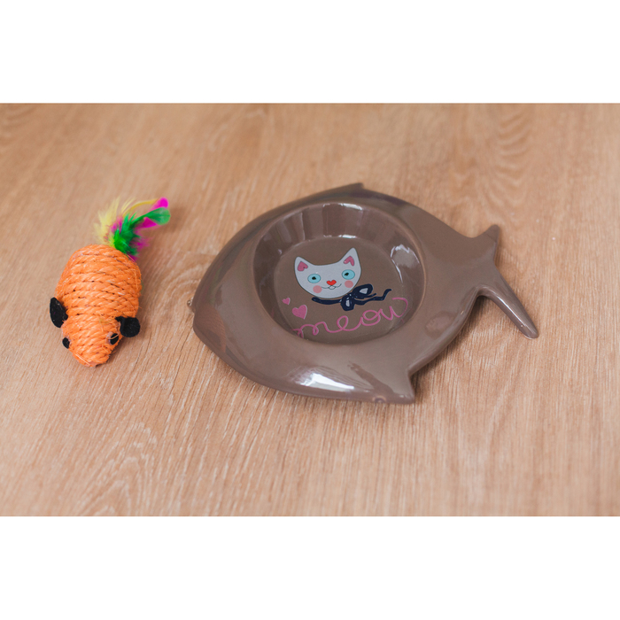 Миска керамическая в форме рыбки, 21,5 х 19 х 3 см, 150 мл, коричневая