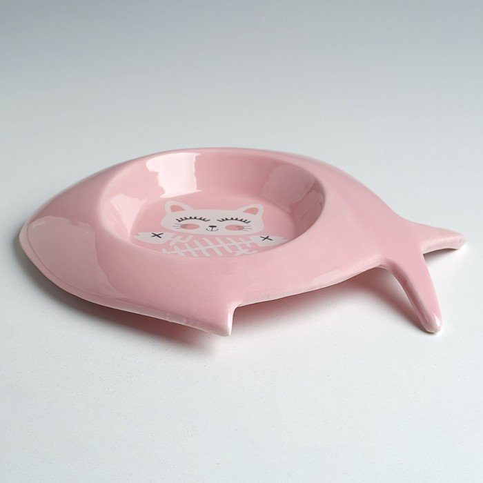 Миска керамическая в форме рыбки, 21,5 х 19 х 3 см, 150 мл, розовая