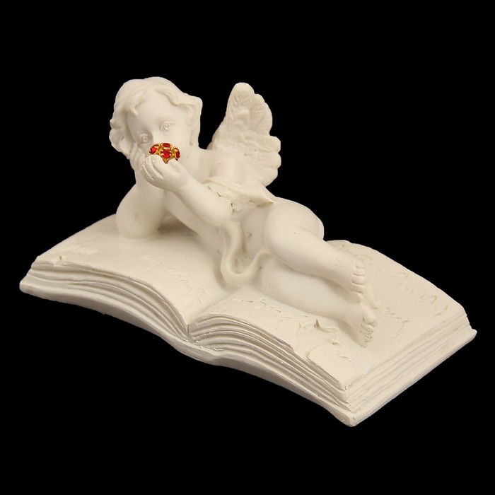 Сувенир полистоун "Ангелочек лежит на книге с красным шариком" стразы МИКС 4,5х8,5х4,4 см