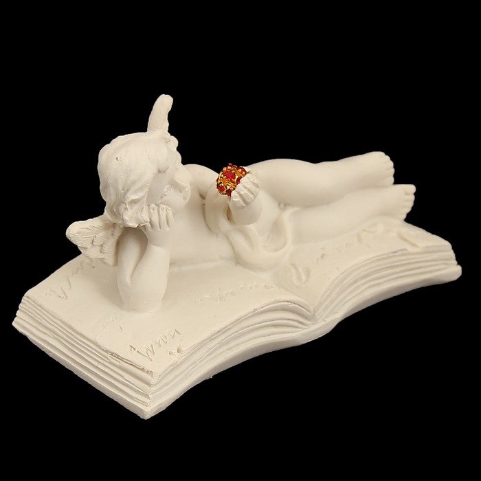 Сувенир полистоун "Ангелочек лежит на книге с красным шариком" стразы МИКС 4,5х8,5х4,4 см